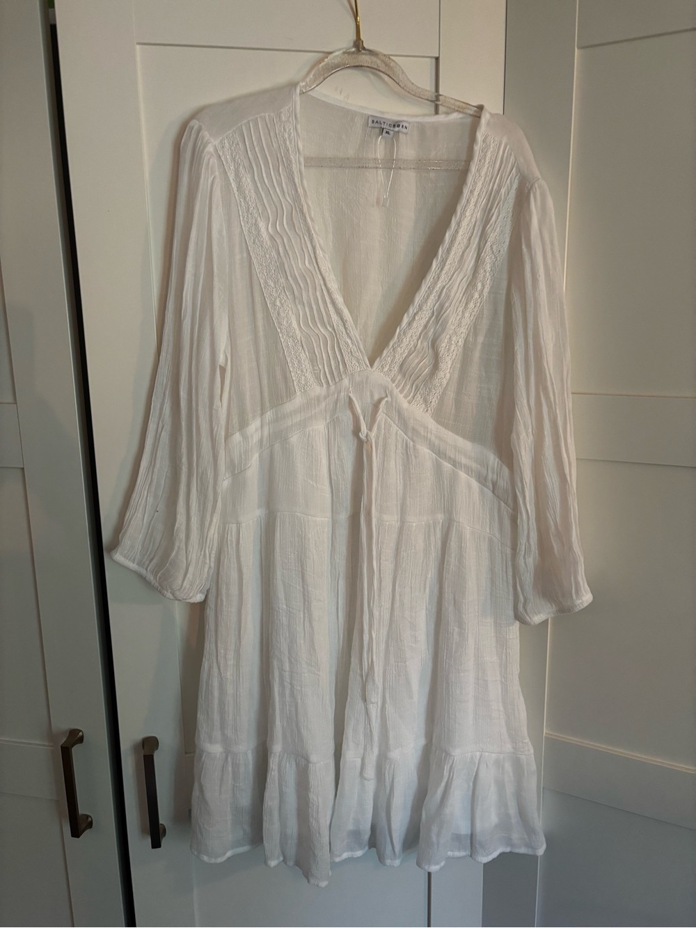 BalticBorn Sheer White Dress Cover-Up — XL Long Sleeve Beach Vacation Summer